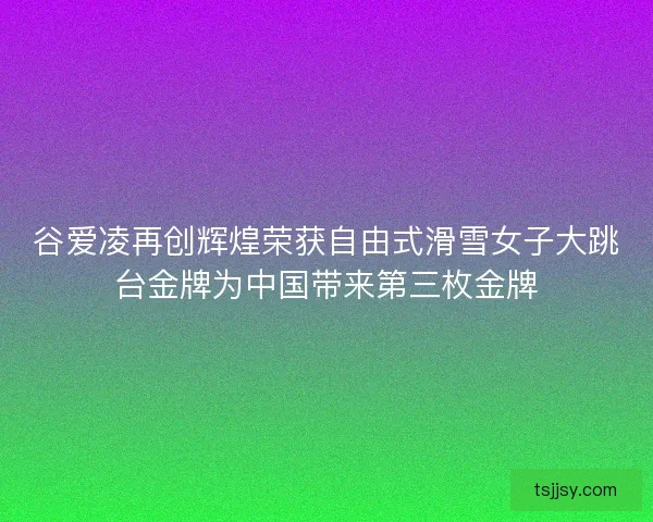 谷爱凌再创辉煌荣获自由式滑雪女子大跳台金牌为中国带来第三枚金牌